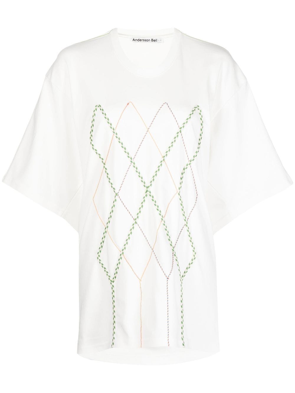 Andersson Bell Argyle String Embroidery Oversize T-shirt - White von Andersson Bell