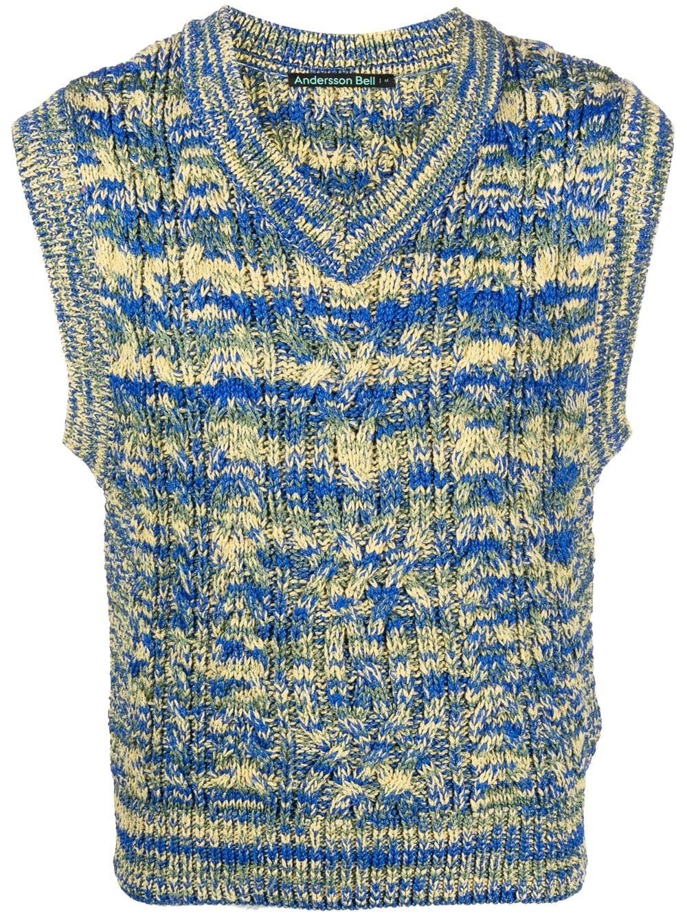Andersson Bell abstract-knit V-neck vest - Blue von Andersson Bell