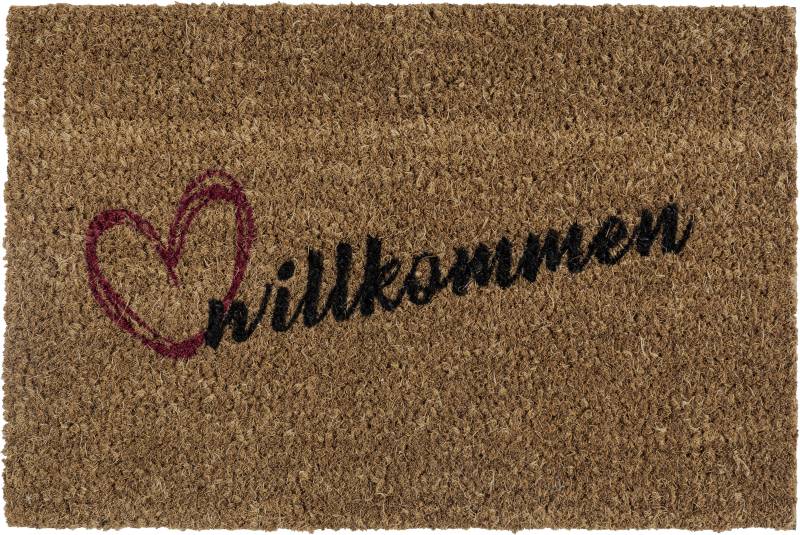 Andiamo Fussmatte »Kokos Willkommen«, rechteckig, 17 mm Höhe, Schmutzfangmatte, mit Spruch, In- und Outdoor geeignet von Andiamo