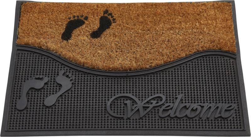 Andiamo Fussmatte »Welcome Steps«, rechteckig, 10 mm Höhe, Schmutzfangmatte, aus Gummi & Kokos, mit Schriftzug, rutschhemmend von Andiamo