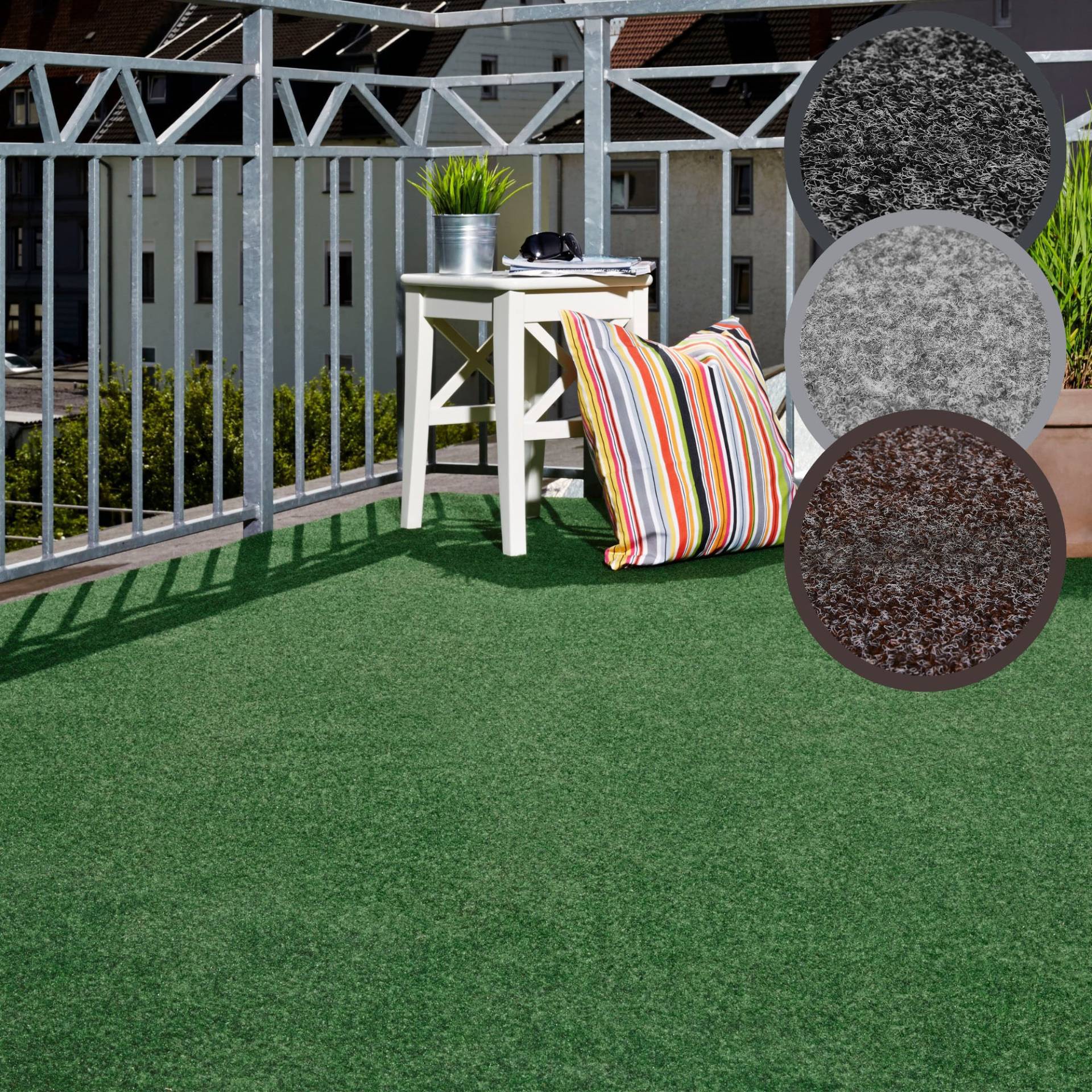 Andiamo Kunstrasen »Aberdeen, Made in Belgium«, rechteckig, 10 mm Höhe, aus Nadelfilz, mit Drainagenoppen, für Balkon, Terasse, Wintergarten von Andiamo