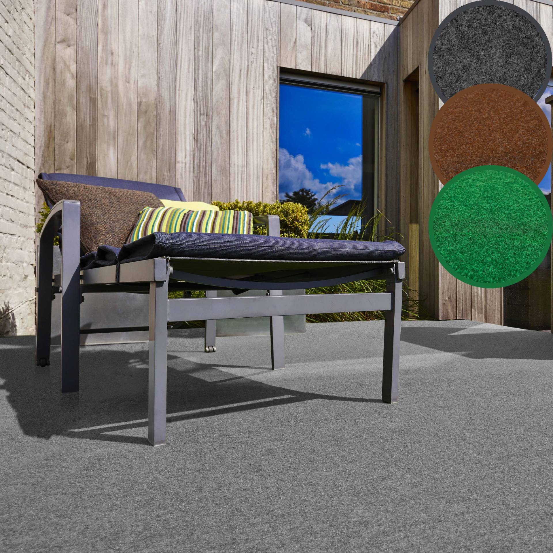 Andiamo Kunstrasen »Edinburgh, Made in Netherlands«, rechteckig, 4 mm Höhe, aus Nadelfilz, mit Drainagenoppen, für Balkon, Terasse, Wintergarten von Andiamo