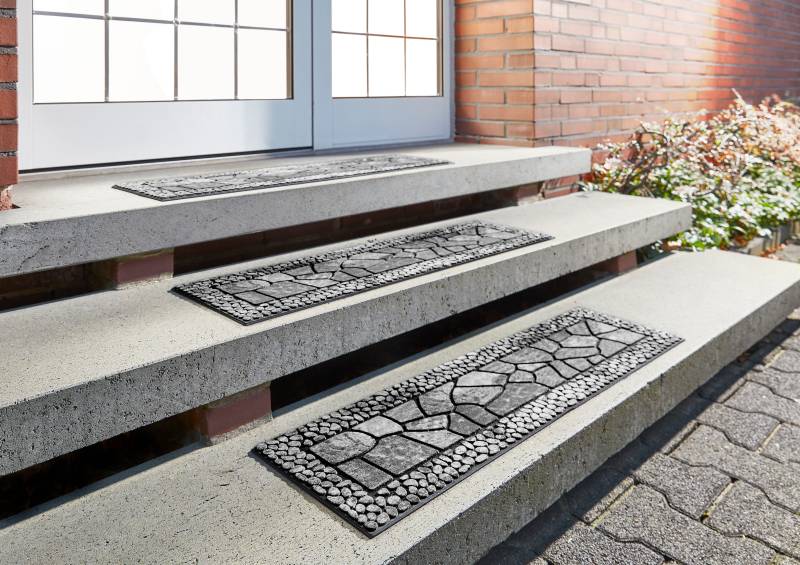 Andiamo Stufenmatte »Outdoor, 2er Set«, rechteckig, 6 mm Höhe, Outdoor-Stufenmatten, Stein Motiv, Gartenbereich, Aussenbereich von Andiamo