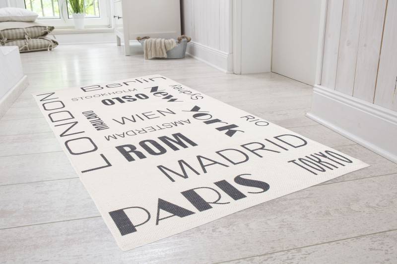 Andiamo Teppich »Rom«, rechteckig, 5 mm Höhe, handgewebt, reine Baumwolle, Städtedesign, waschbar, Wohnzimmer von Andiamo