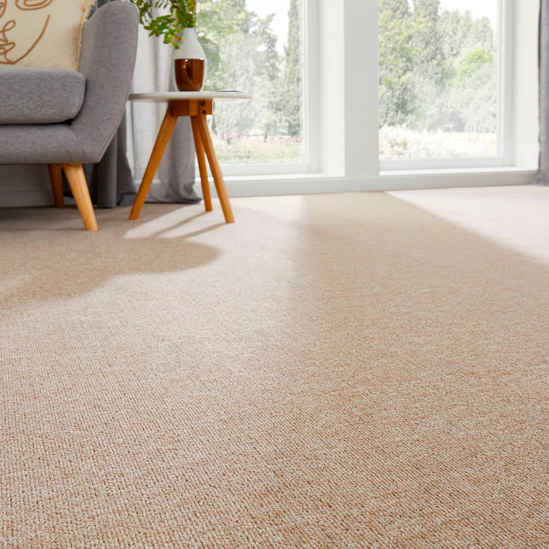 Andiamo Teppichboden »Bob, Feinschlinge, Made in Netherlands«, rechteckig, 4,5 mm Höhe, meliert, Breite 200, 400 oder 500 cm, strapazierfähig & pflegeleicht von Andiamo