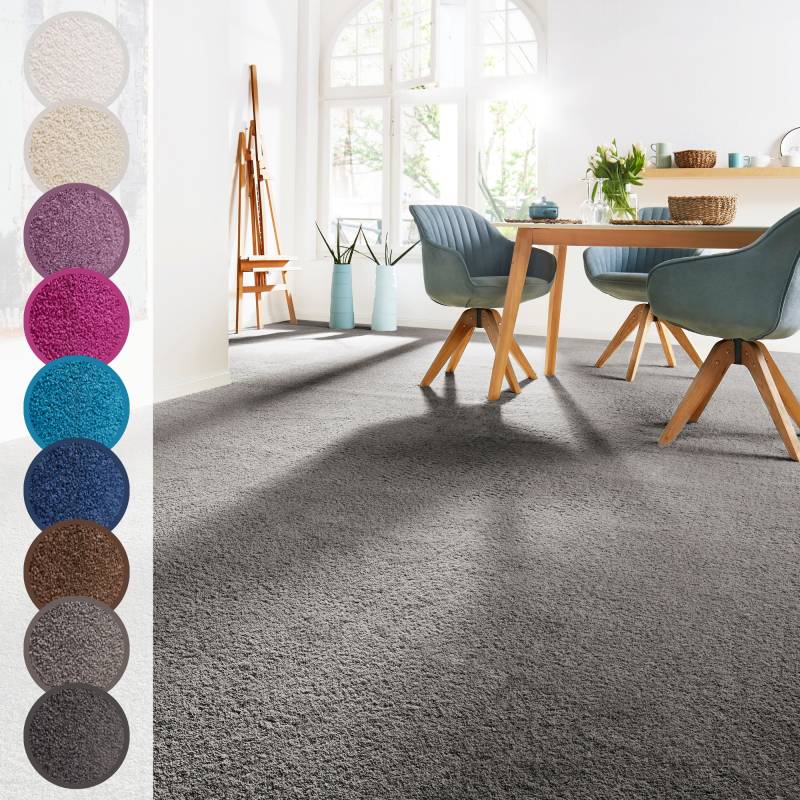 Andiamo Teppichboden »Sophie, Frisee-Velours, Made in Netherlands«, rechteckig, 4,5 mm Höhe, Uni Farben, Breite 400 cm oder 500 cm, strapazierfähig & pflegeleicht von Andiamo