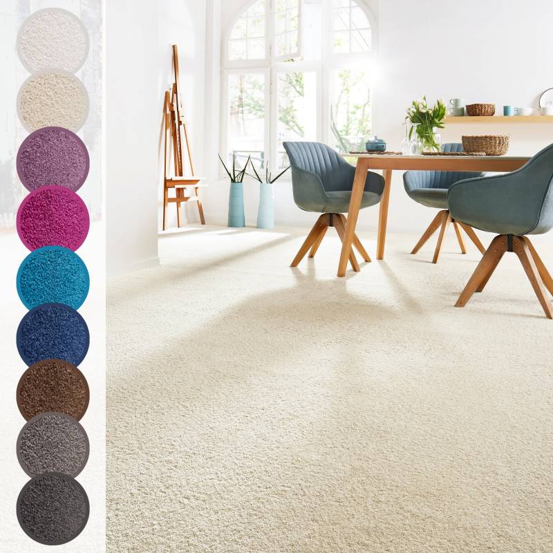 Andiamo Teppichboden »Sophie, Frisee-Velours, Made in Netherlands«, rechteckig, 4,5 mm Höhe, Uni Farben, Breite 400 cm oder 500 cm, strapazierfähig & pflegeleicht von Andiamo
