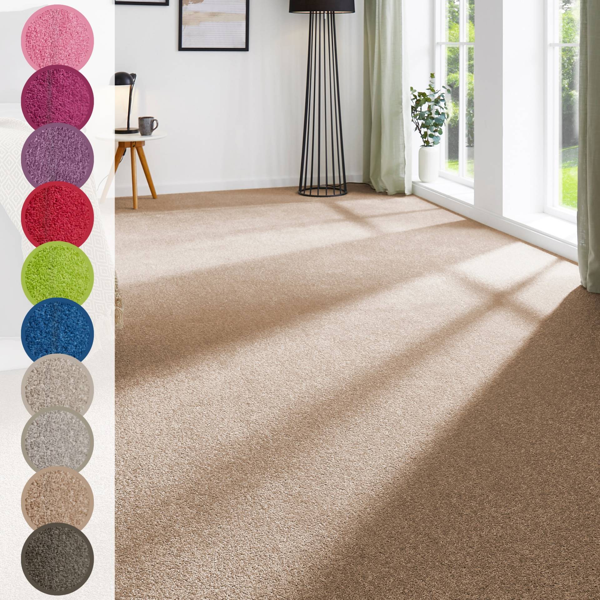 Andiamo Teppichboden »Ines, Kräuselvelours, Made in Netherlands«, rechteckig, 8,5 mm Höhe, Uni Farben, Breite 400 cm, strapazierfähig & pflegeleicht von Andiamo