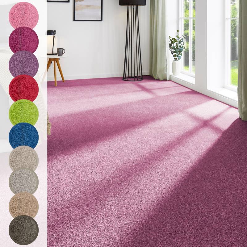 Andiamo Teppichboden »Ines, Kräuselvelours, Made in Netherlands«, rechteckig, 8,5 mm Höhe, Uni Farben, Breite 400 cm, strapazierfähig & pflegeleicht von Andiamo