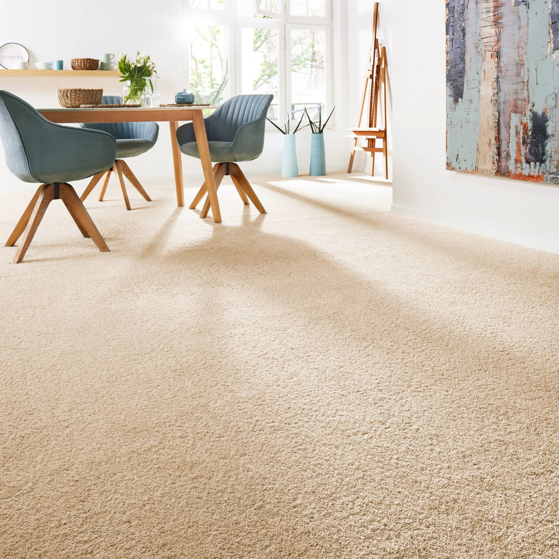 Andiamo Teppichboden »Softness, Velours, Made in Belgium«, rechteckig, 17 mm Höhe, Uni Farben, Breite 400 cm, besonders weich, Wohnzimmer, Schlafzimmer von Andiamo