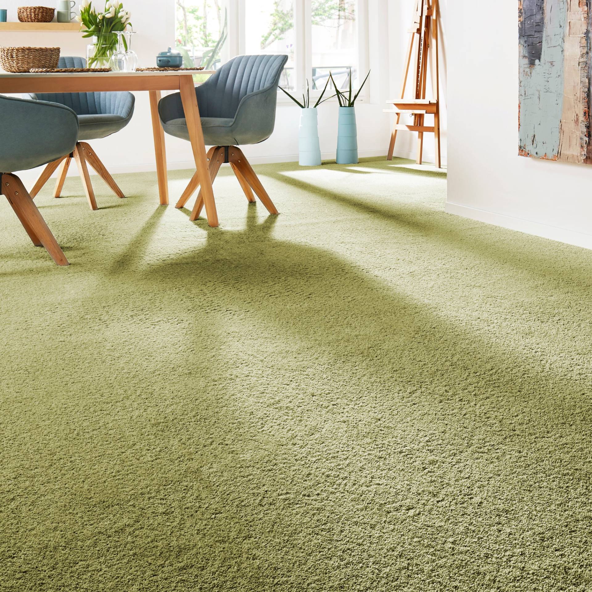 Andiamo Teppichboden »Verona, Velours, Made in Belgium«, rechteckig, 6 mm Höhe, Uni Farben, Breite 400 cm oder 500 cm, strapazierfähig, pflegeleicht von Andiamo