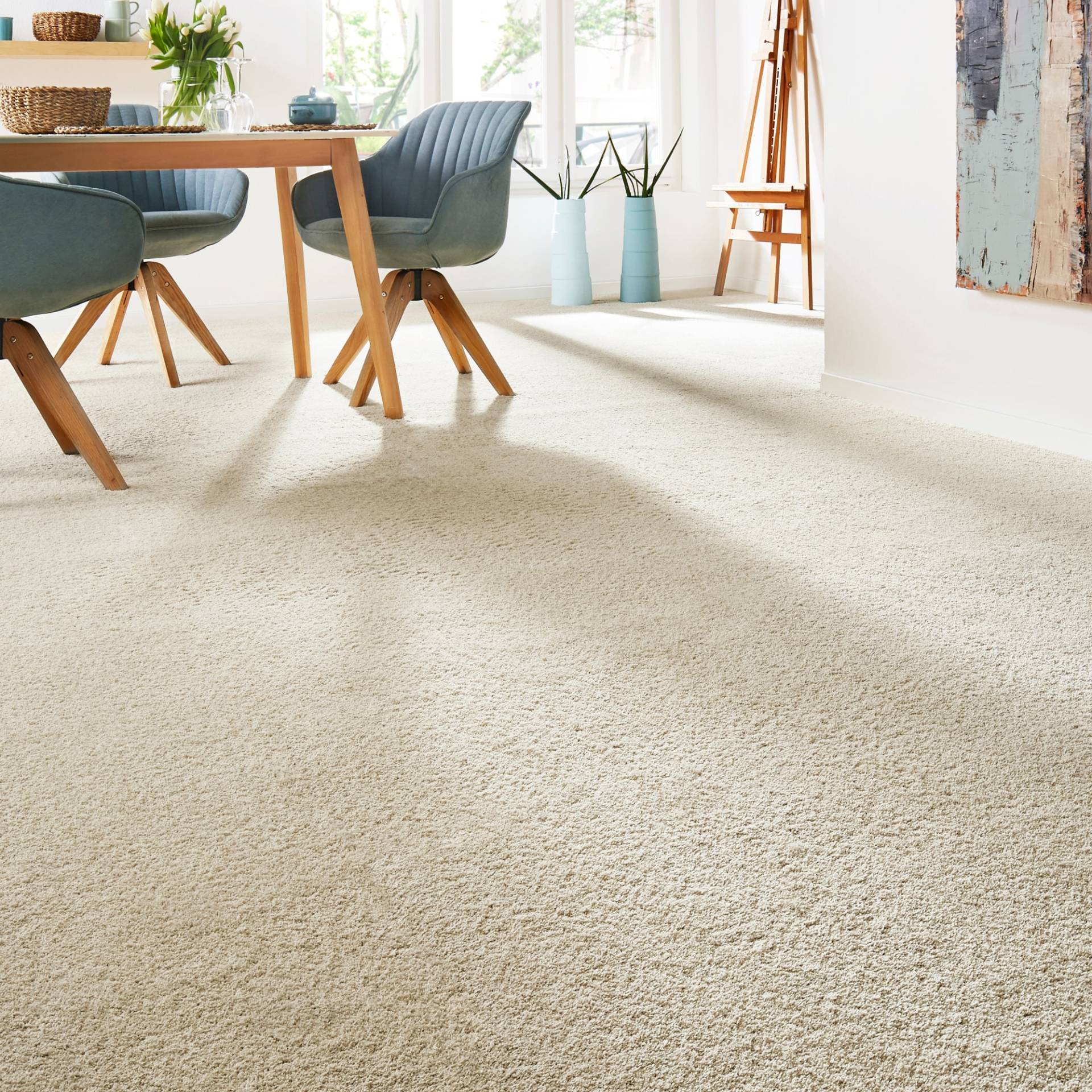 Andiamo Teppichboden »Verona, Velours, Made in Belgium«, rechteckig, 6 mm Höhe, Uni Farben, Breite 400 cm oder 500 cm, strapazierfähig, pflegeleicht von Andiamo