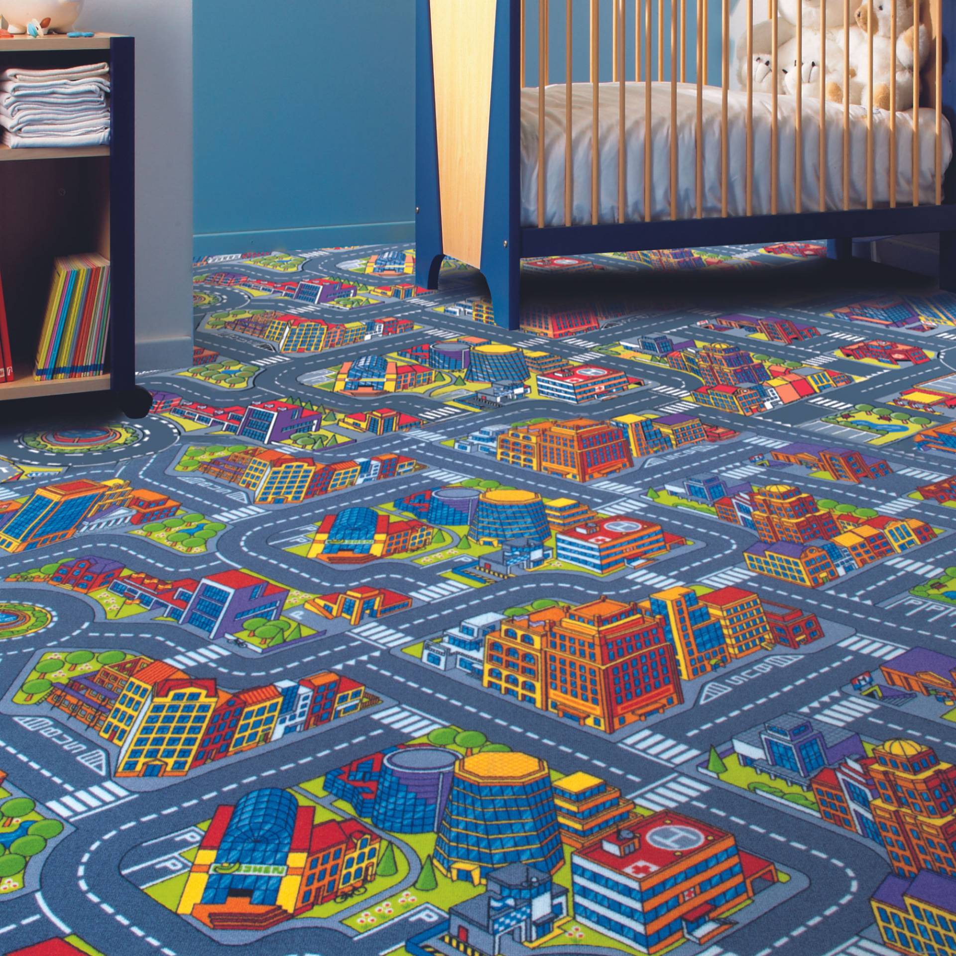 Andiamo Teppichboden »City, Schlinge, Made in Belgium«, rechteckig, 6,5 mm Höhe, Spielteppich, Strassenteppich, Breite 200 cm oder 400 cm, Kinderzimmer von Andiamo