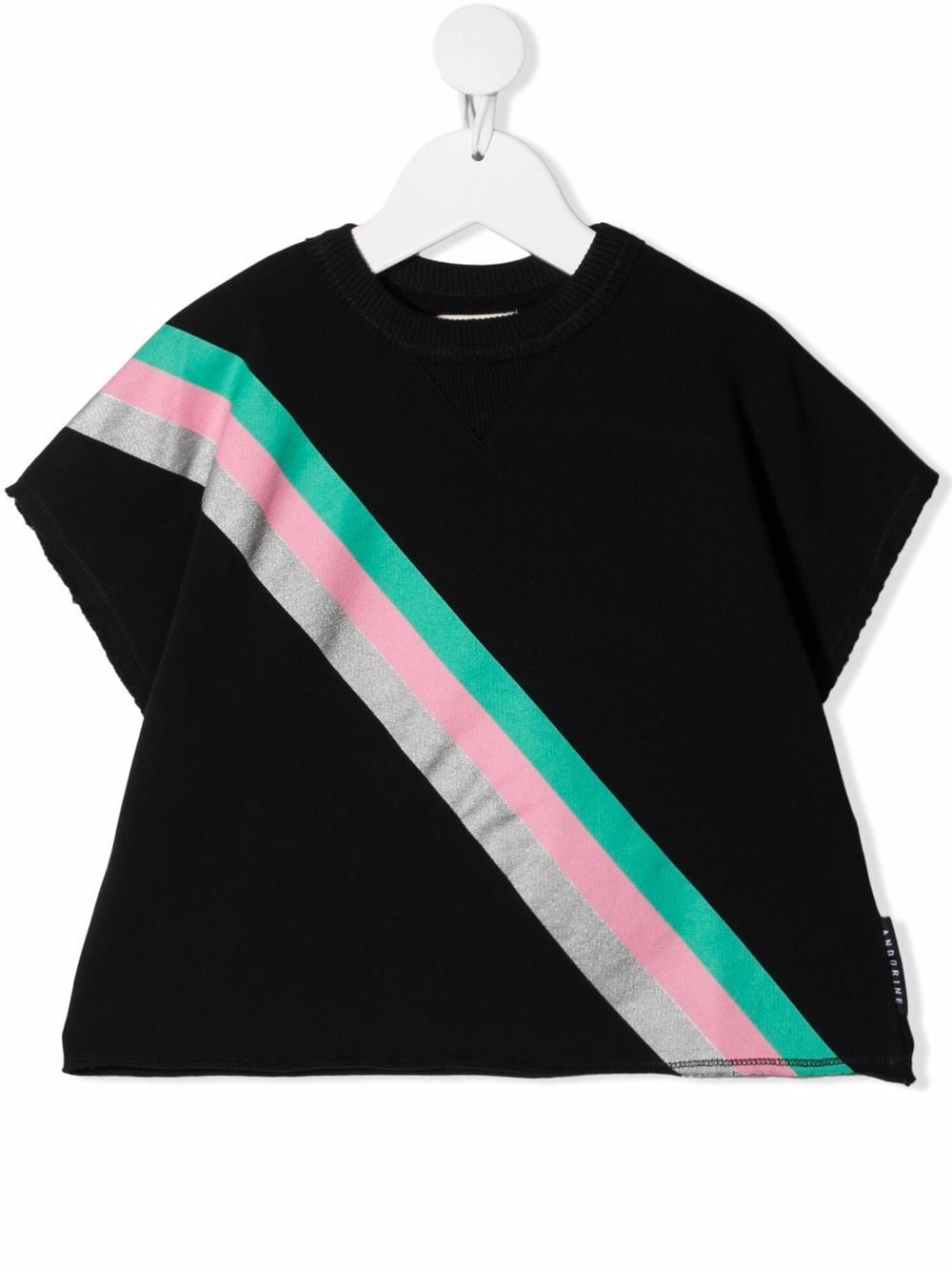 Andorine stripe-print short-sleeved sweatshirt - Black von Andorine