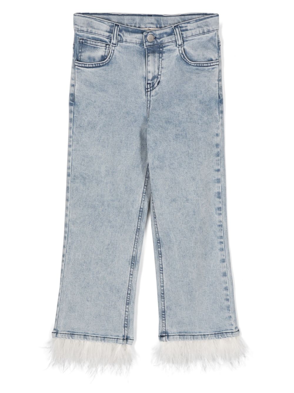 Andorine embellished-feather organic cotton jeans - Blue von Andorine