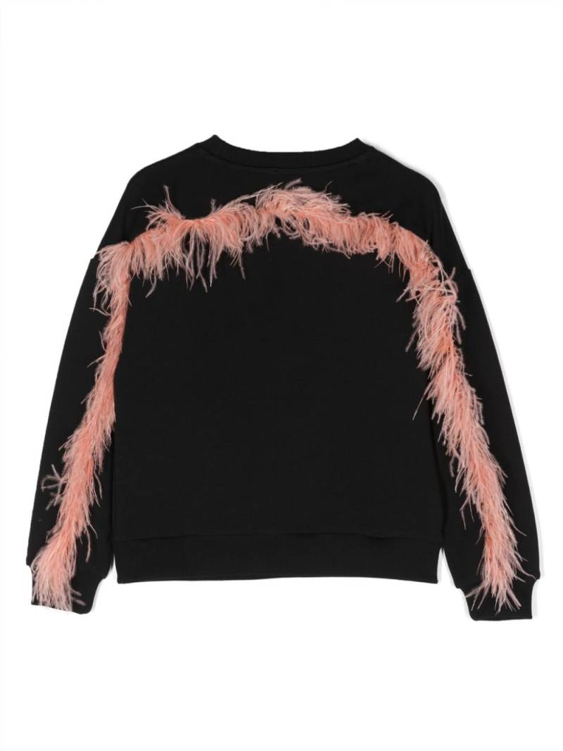 Andorine feather-detailing organic cotton sweatshirt - Black von Andorine