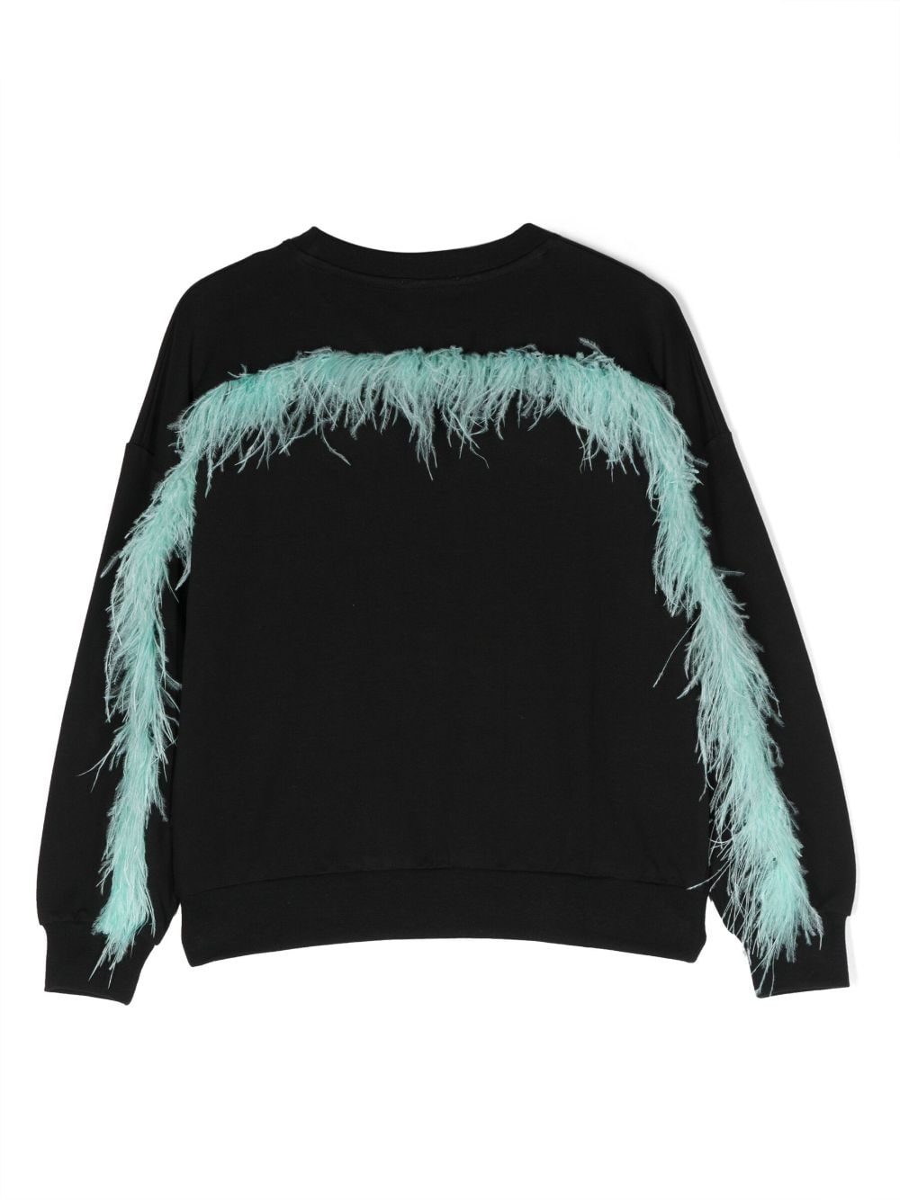 Andorine feather-trim organic cotton sweatshirt - Black von Andorine