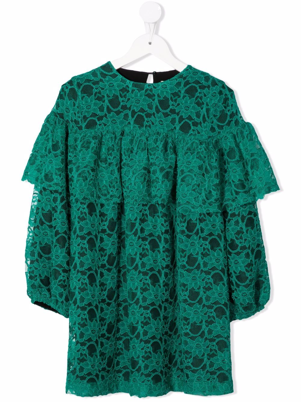 Andorine lace-pattern ruffled dress - Green von Andorine