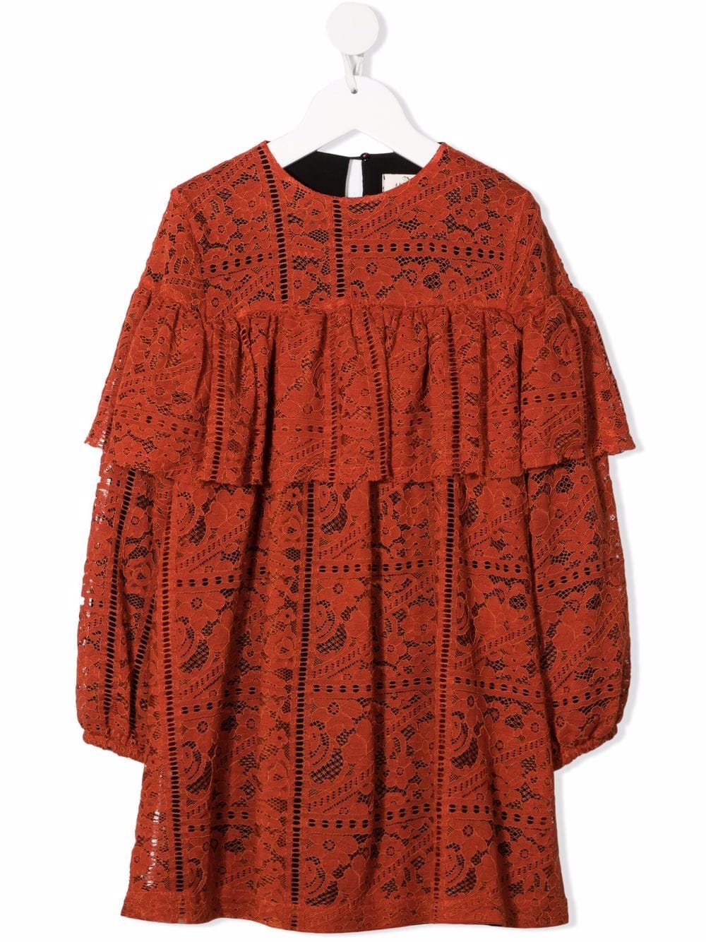 Andorine lace-pattern ruffled dress - Orange von Andorine