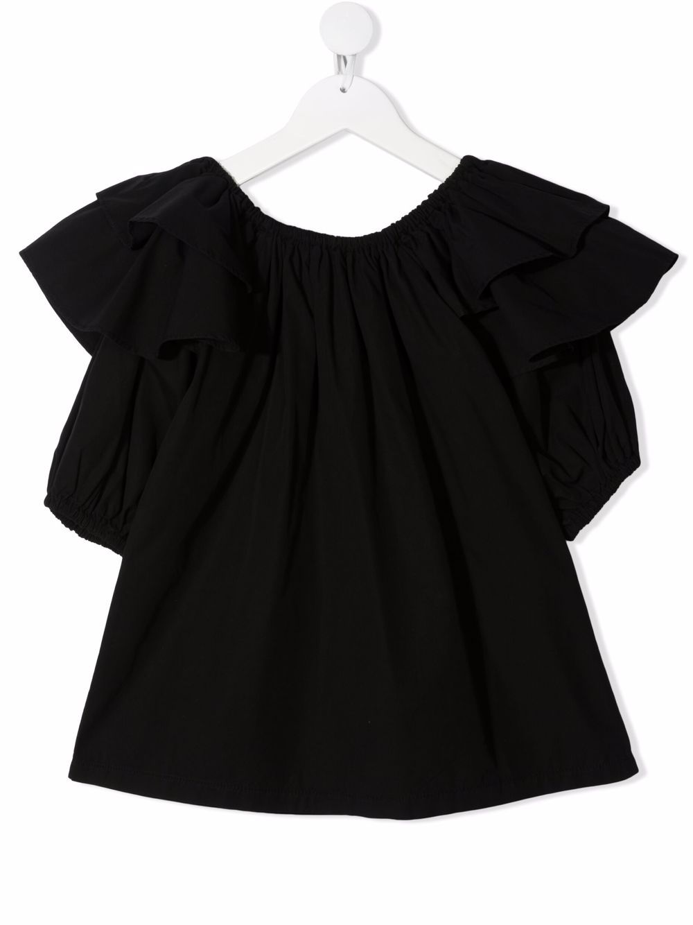 Andorine ruffle short-sleeve blouse - Black von Andorine
