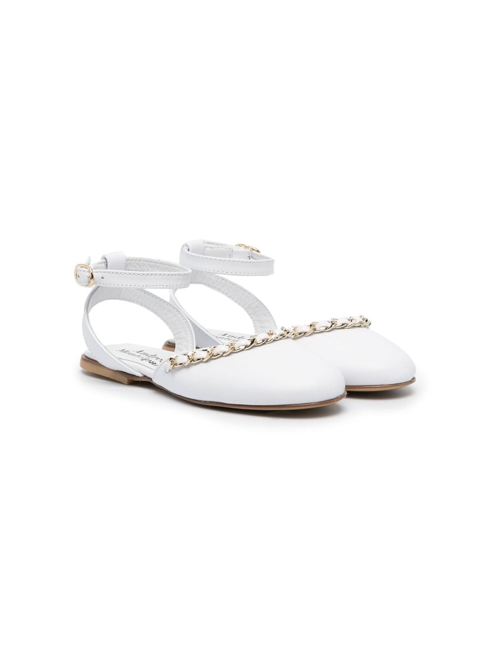 Andrea Montelpare chain-detail buckled ballerinas - White