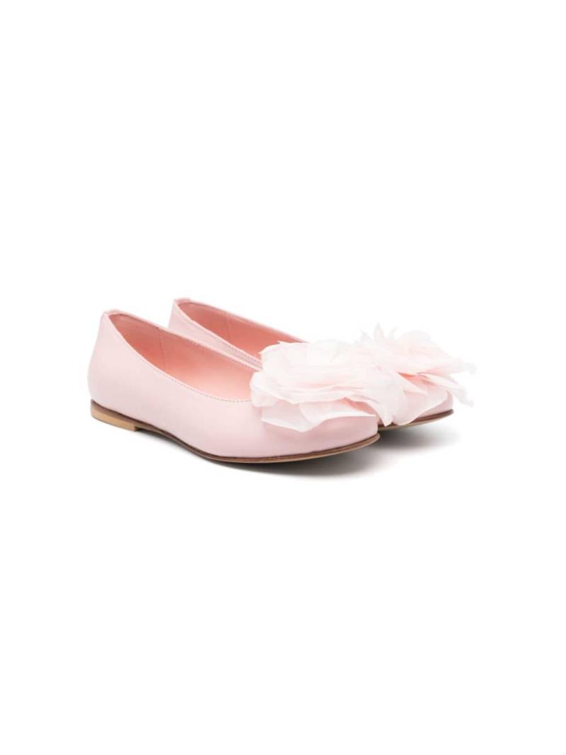 Andrea Montelpare floral-appliqué leather ballerina shoes - Pink von Andrea Montelpare