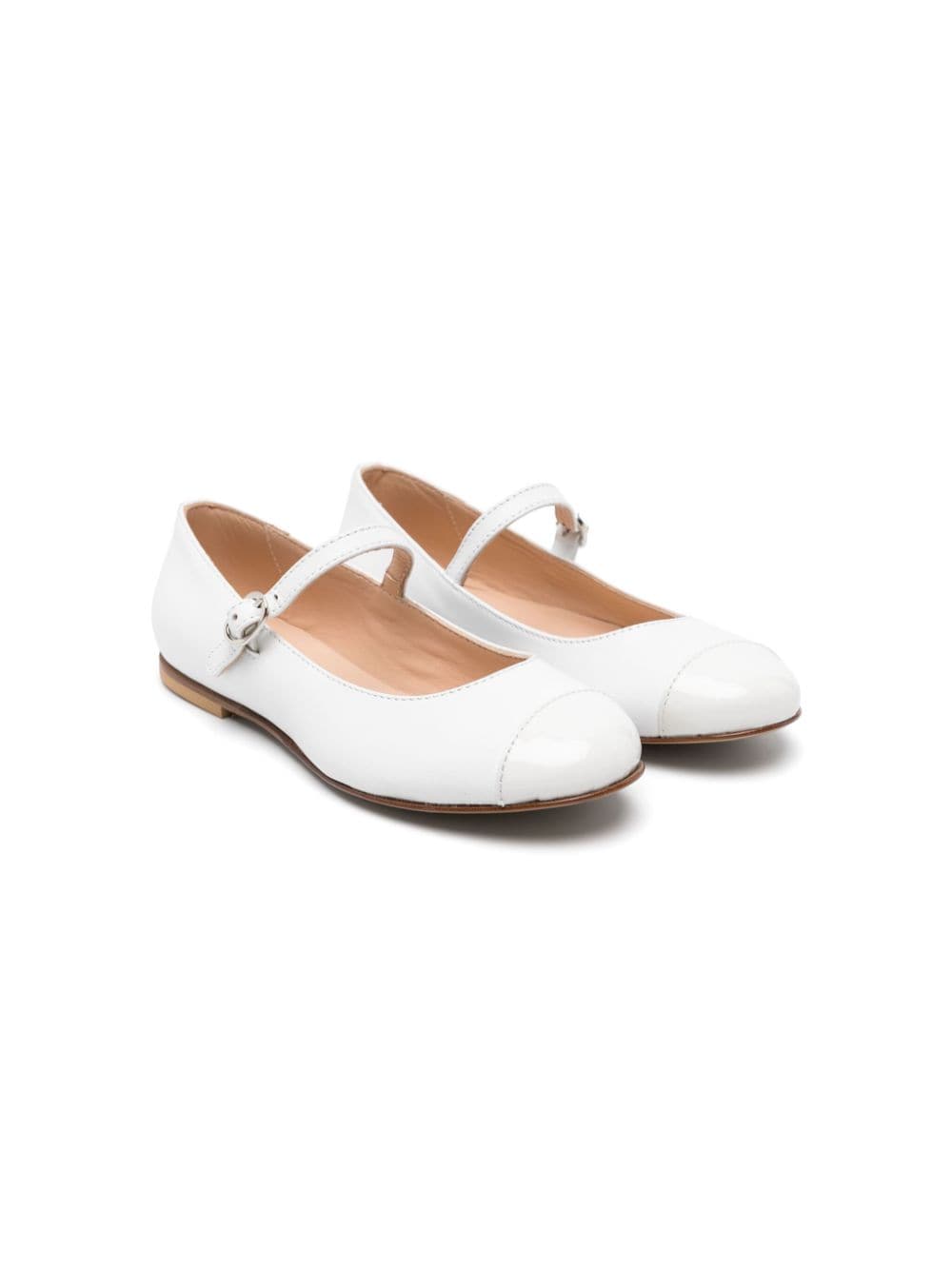 Andrea Montelpare patent-toecap leather ballerina shoes - White von Andrea Montelpare