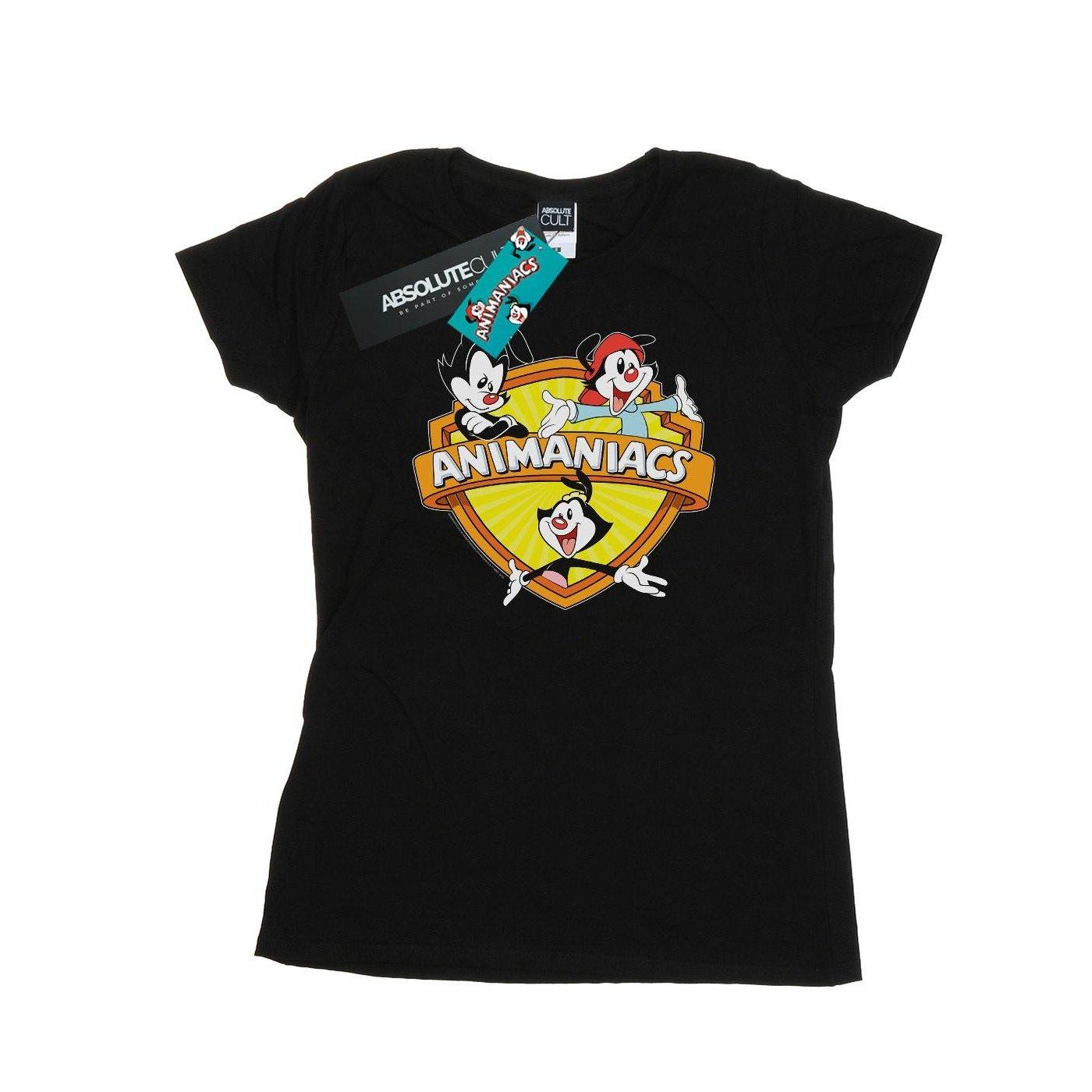 Logo Crest Tshirt Damen Schwarz L von Animaniacs