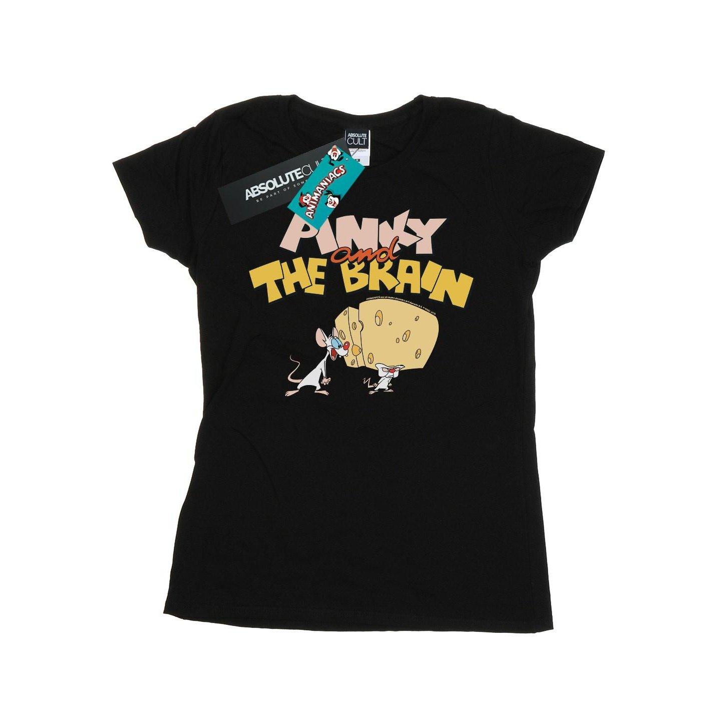 Pinky And The Brain Cheese Head Tshirt Damen Schwarz M von Animaniacs