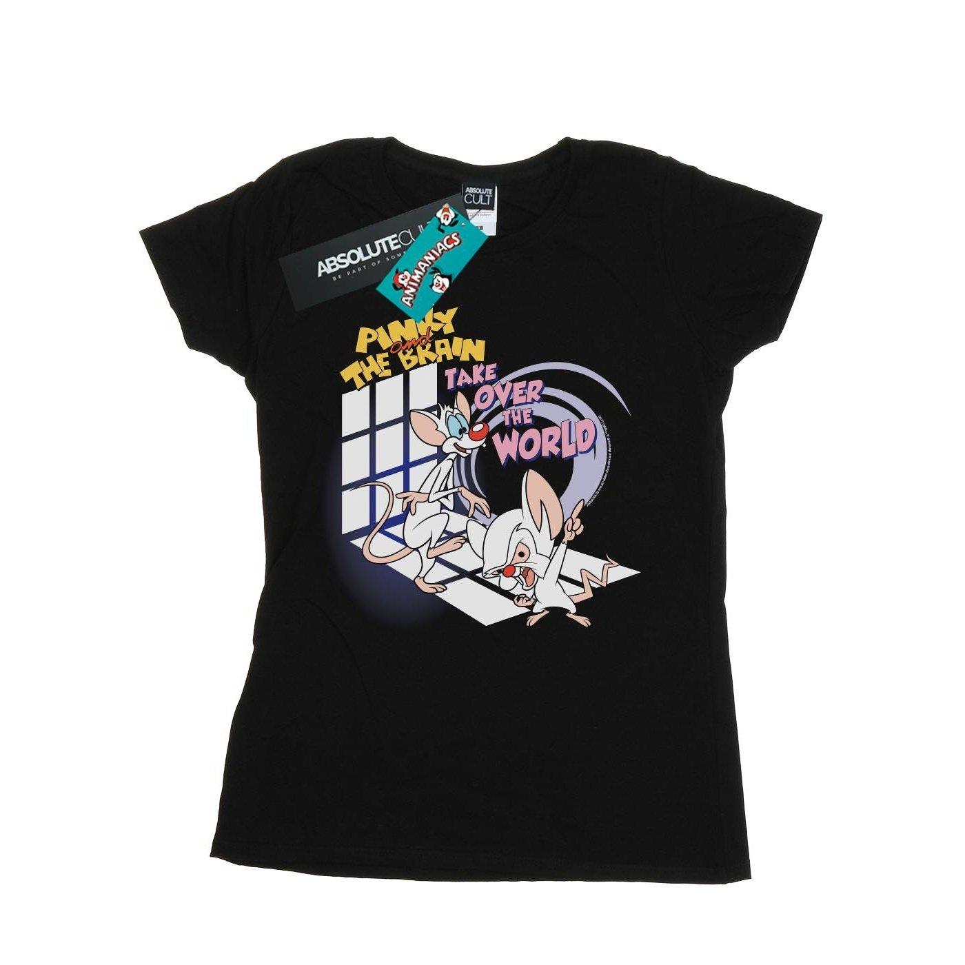 Pinky And The Brain Take Over The World Tshirt Damen Schwarz XL von Animaniacs
