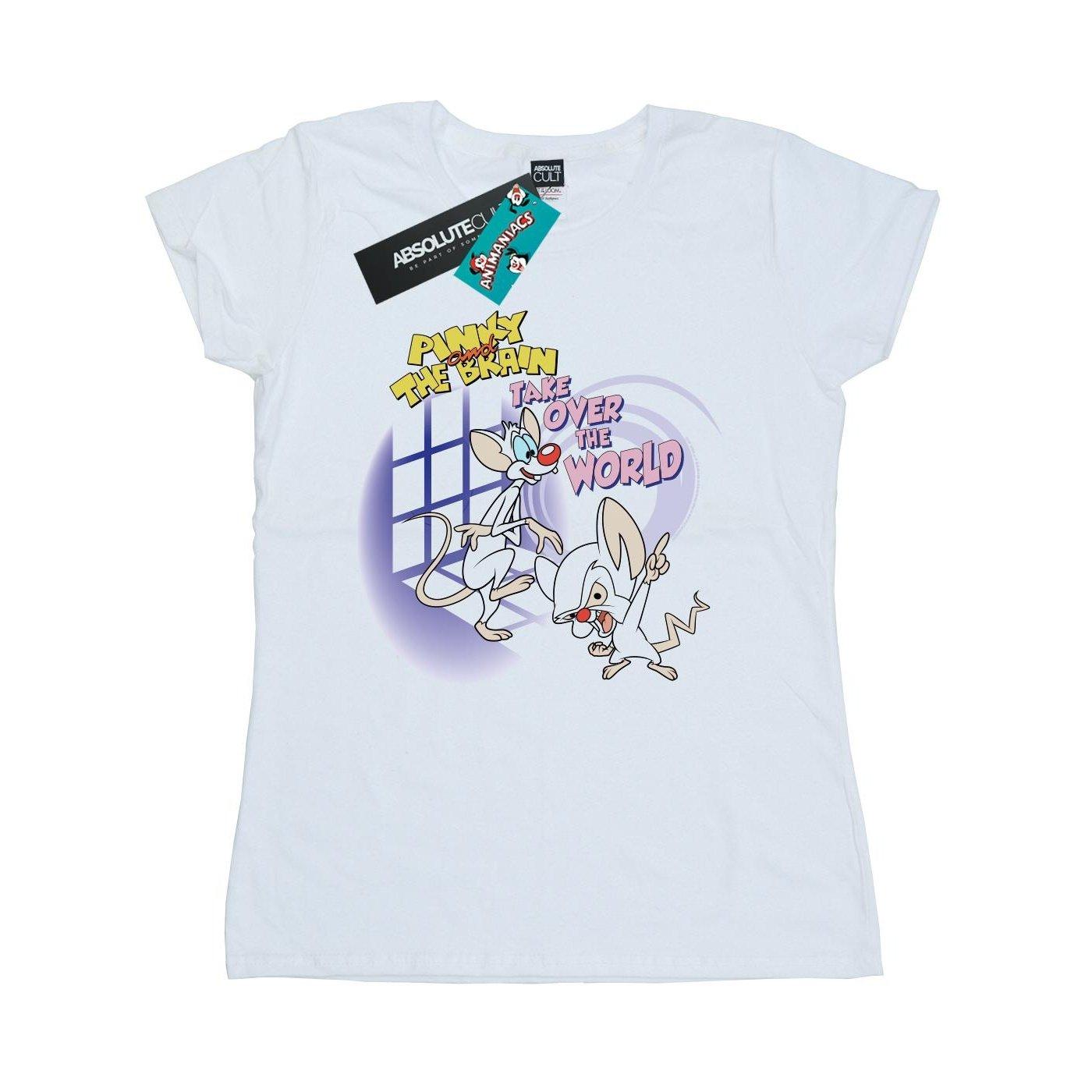 Pinky And The Brain Take Over The World Tshirt Damen Weiss L von Animaniacs