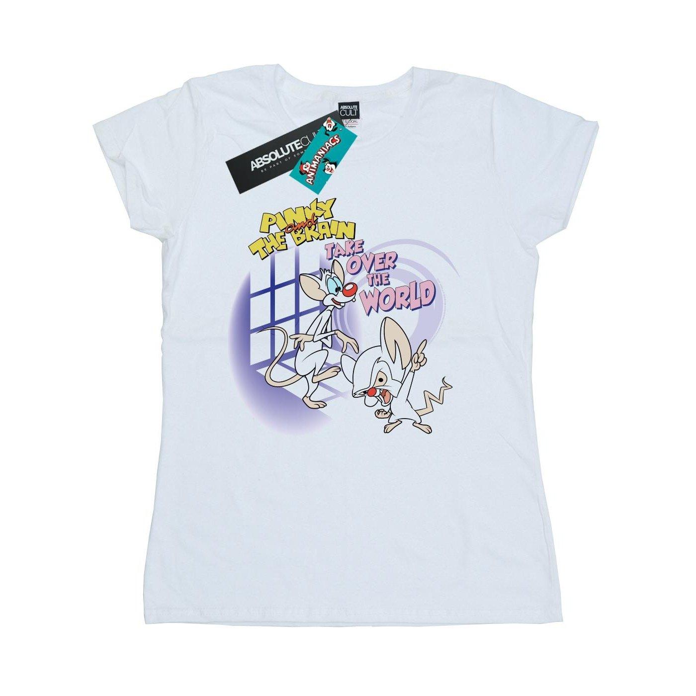 Pinky And The Brain Take Over The World Tshirt Damen Weiss S von Animaniacs