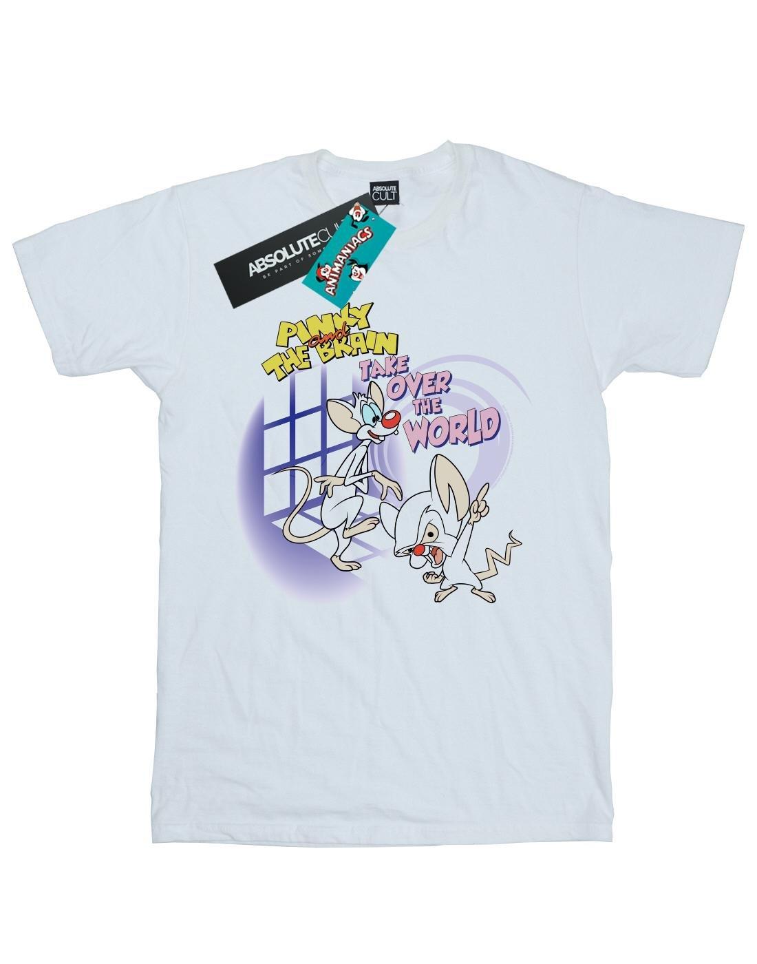 Pinky And The Brain Take Over The World Tshirt Herren Weiss XL von Animaniacs