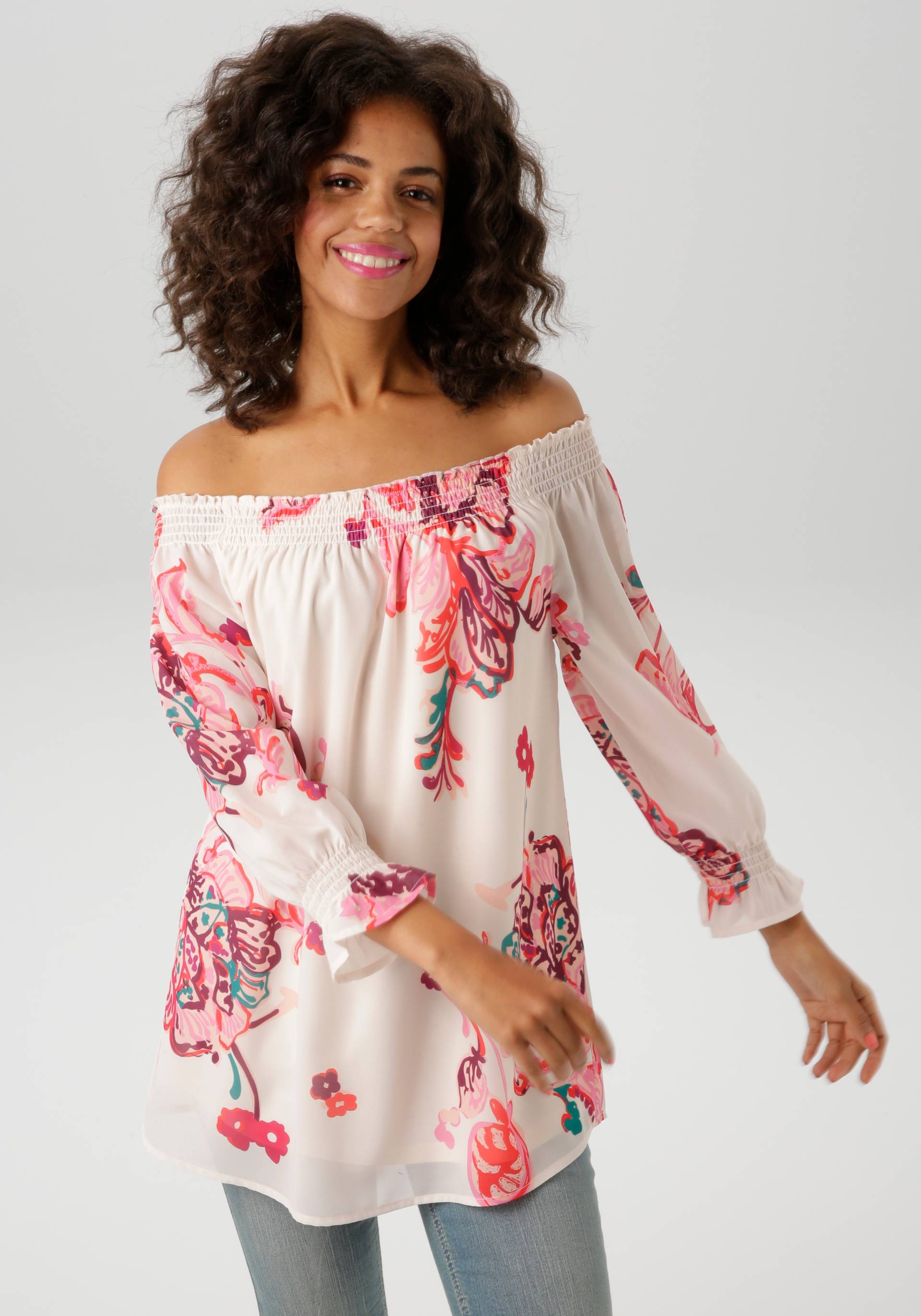 Aniston CASUAL Schlupfbluse, mit extravagantem Blumendruck- jedes Teil ein Unikat - NEUE KOLLEKTION Aniston CASUAL Schlupfbluse, mit extravagantem Blumendruck- jedes Teil ein Unikat - NEUE KOLLEKTION von Aniston CASUAL