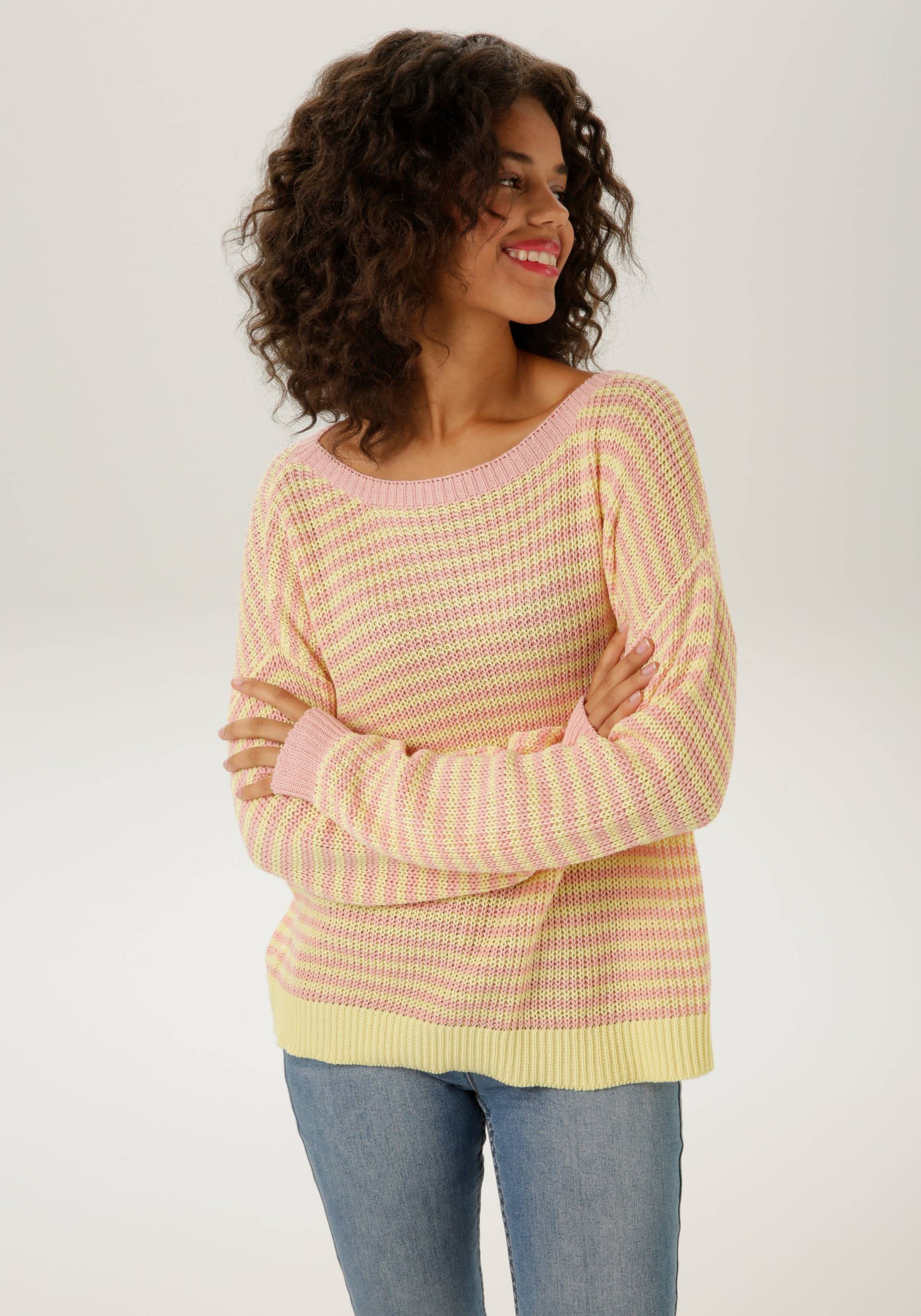 Aniston CASUAL Strickpullover, im pastellfarbenem Streifen-Dessin - NEUE KOLLEKTION von Aniston CASUAL