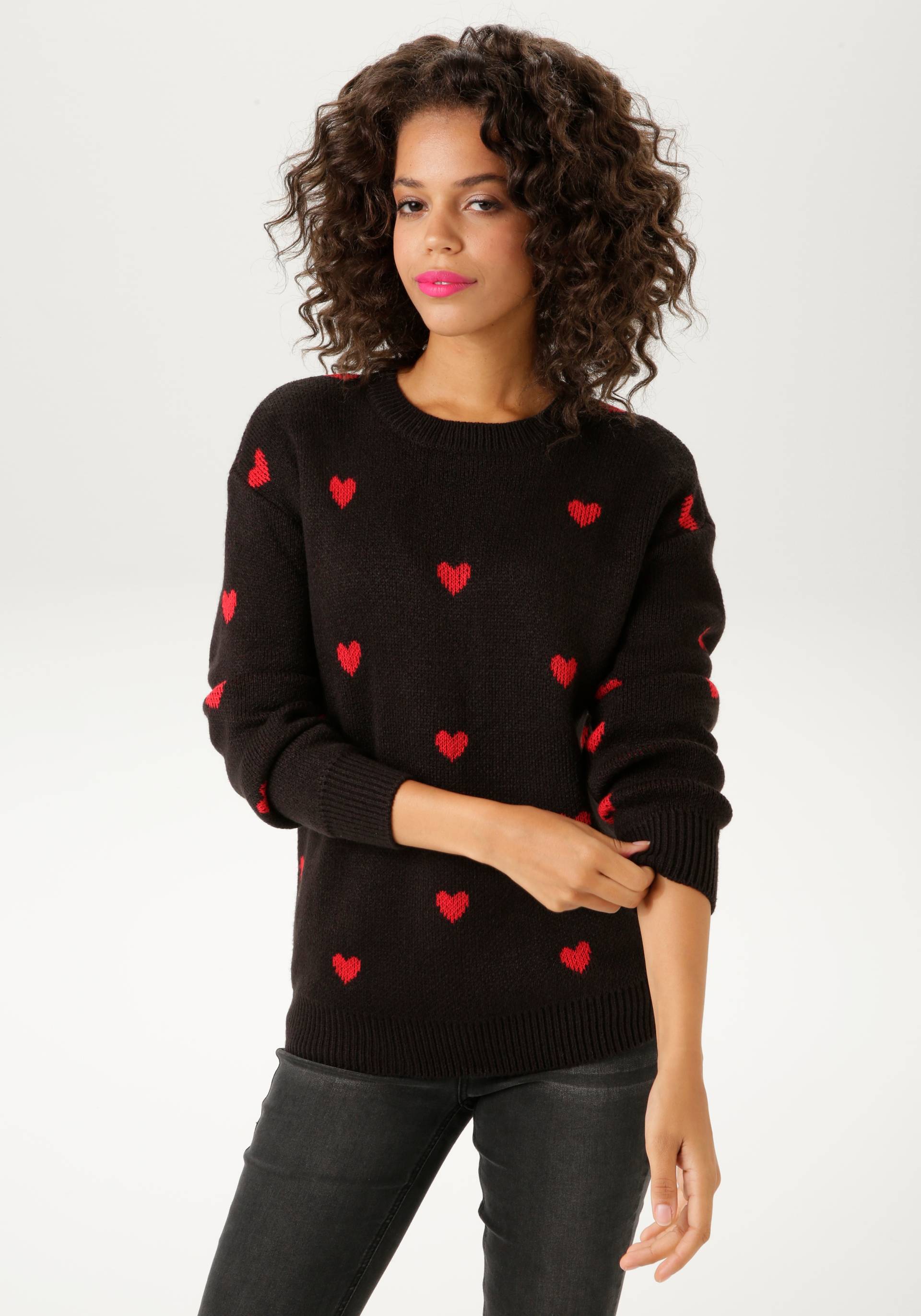 Aniston CASUAL Strickpullover, mit eingestrickten Herzchen Aniston CASUAL Strickpullover, mit eingestrickten Herzchen von Aniston CASUAL