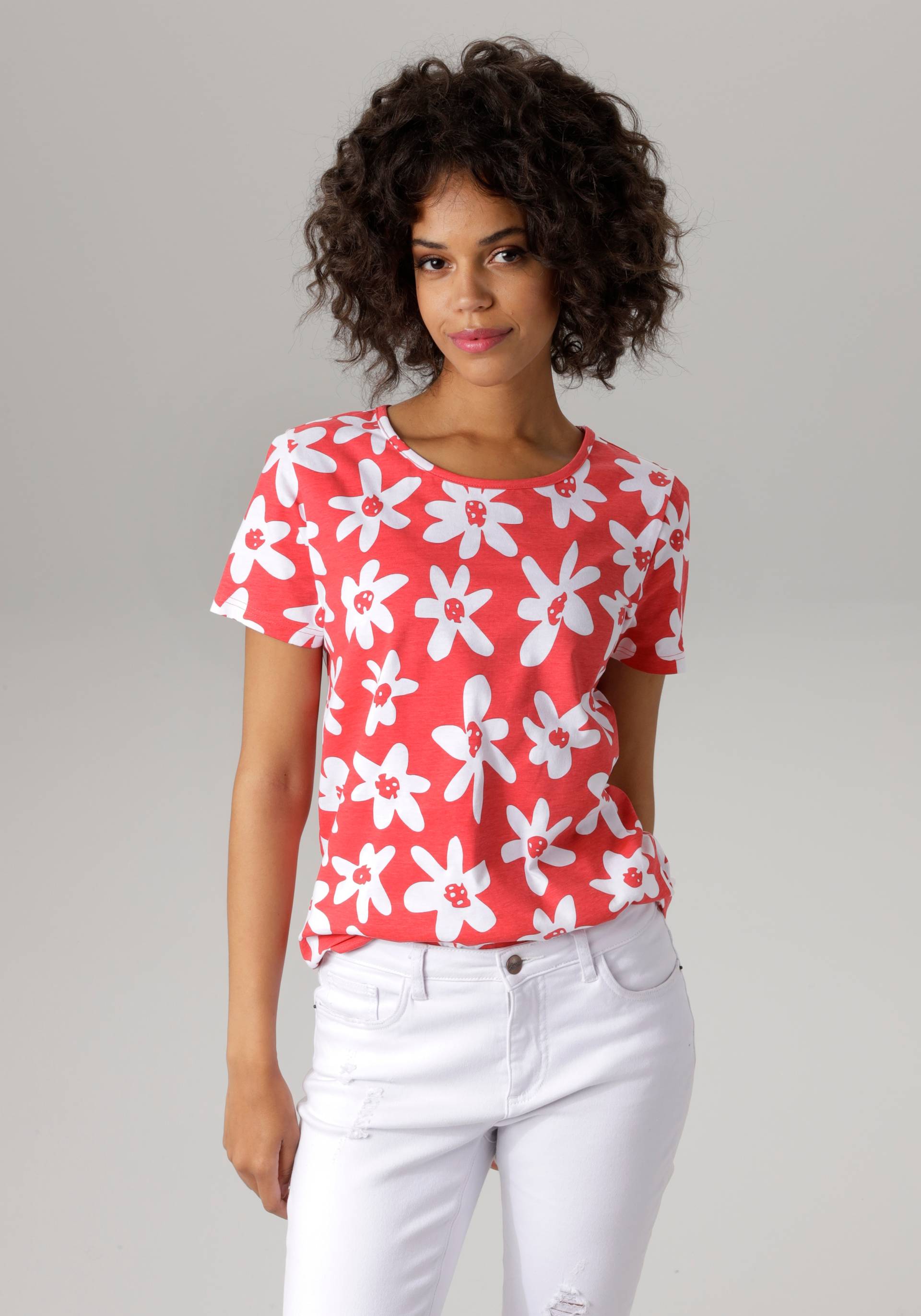 Aniston CASUAL T-Shirt, allover mit bunten Blüten bedruckt Aniston CASUAL T-Shirt, allover mit bunten Blüten bedruckt von Aniston CASUAL