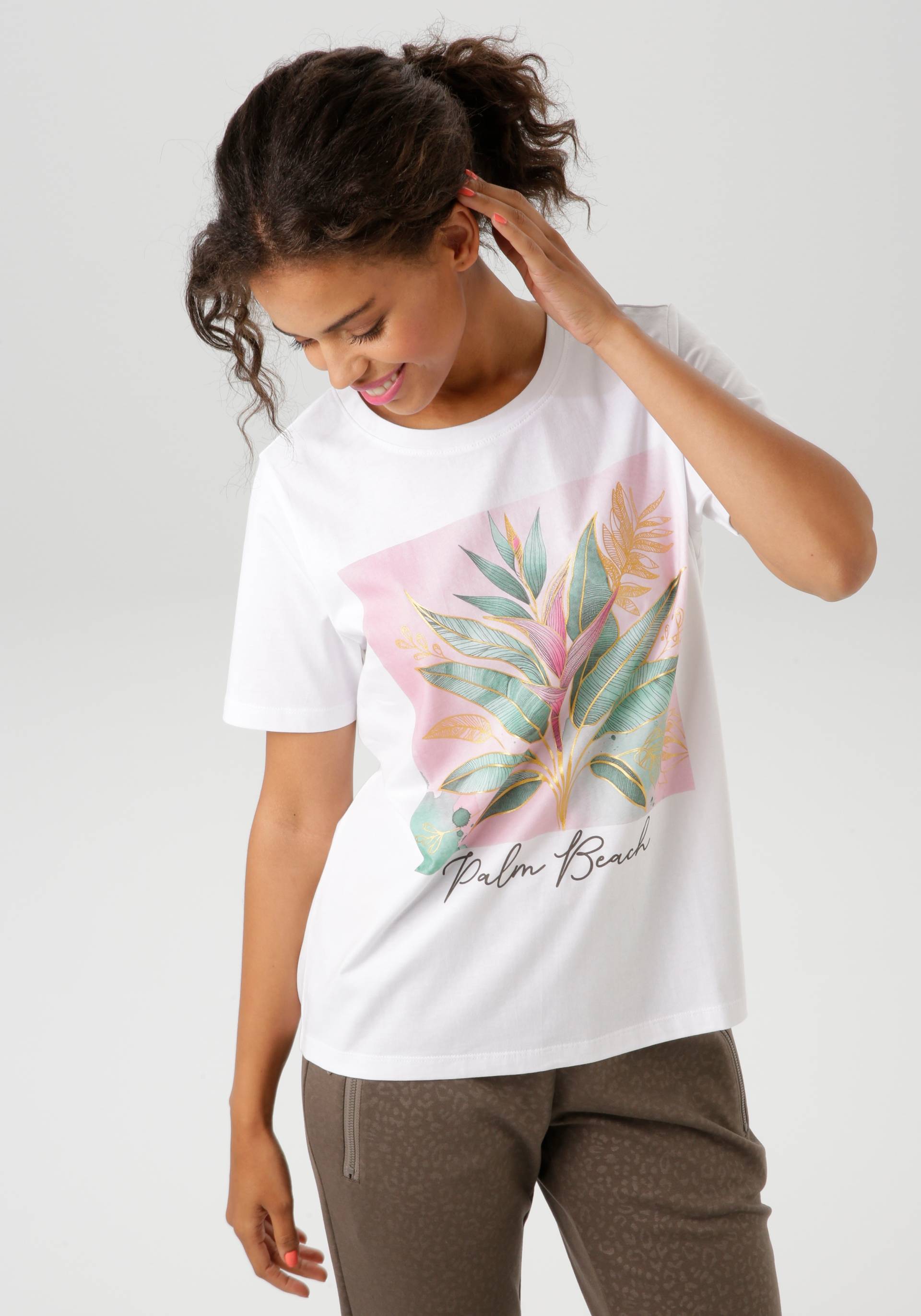 Aniston CASUAL T-Shirt, mit goldfarbenen Glitzerdruck verzierter Frontprint - NEUE KOLLEKTION Aniston CASUAL T-Shirt, mit goldfarbenen Glitzerdruck verzierter Frontprint - NEUE KOLLEKTION von Aniston CASUAL