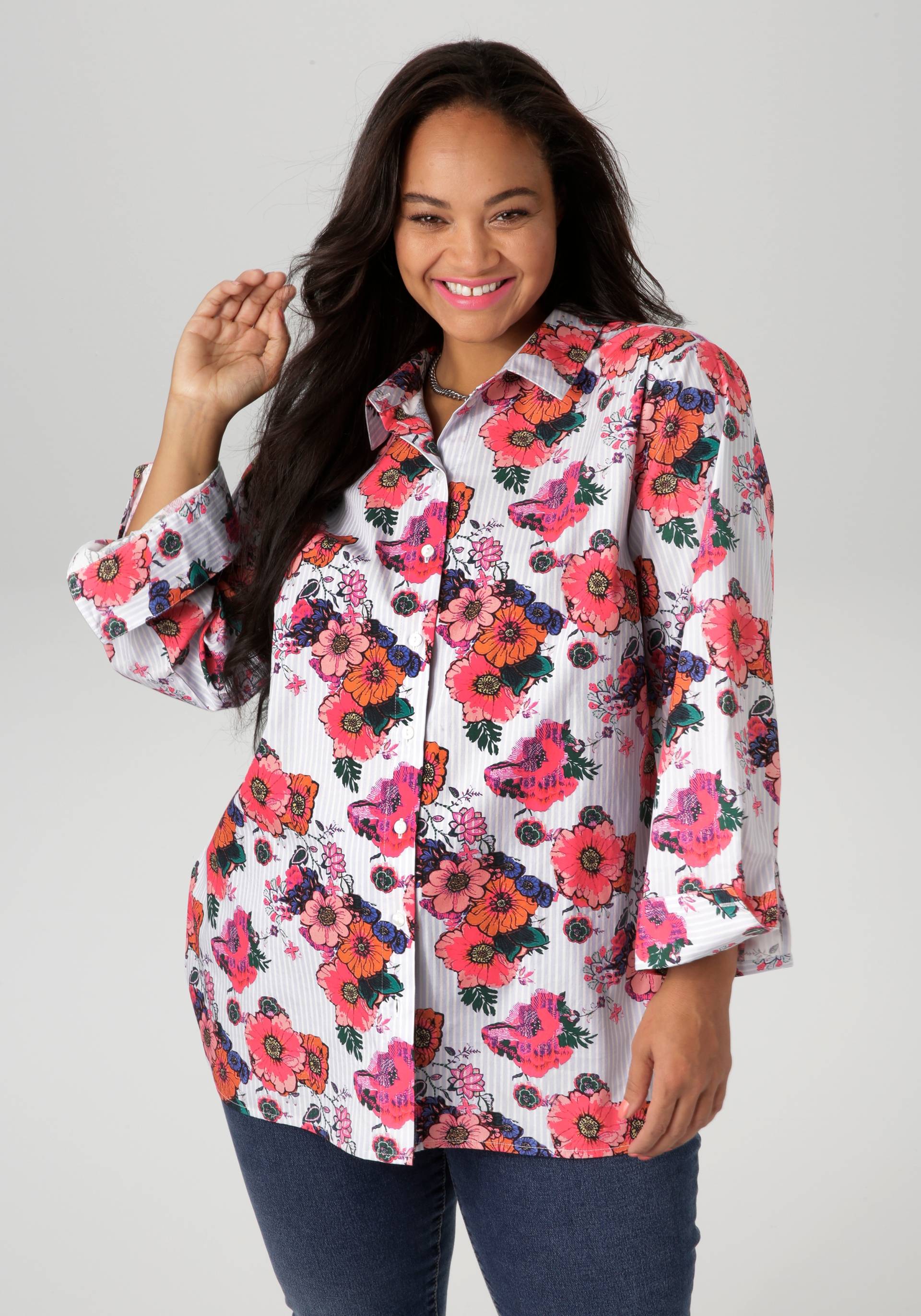 Aniston PLUS Hemdbluse, mit trendigem Blumedruck - NEUE KOLLEKTION Aniston PLUS Hemdbluse, mit trendigem Blumedruck - NEUE KOLLEKTION von Aniston PLUS