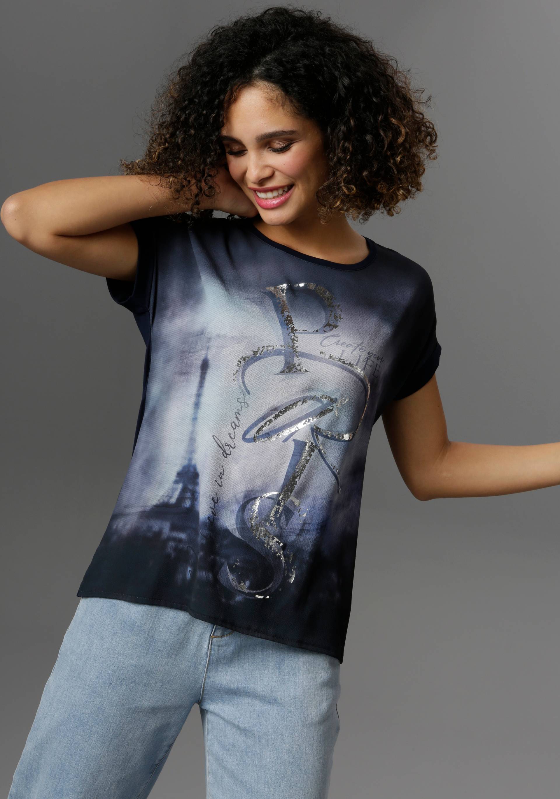Aniston SELECTED Blusenshirt, mit glänzendem Folienprint Aniston SELECTED Blusenshirt, mit glänzendem Folienprint von Aniston SELECTED