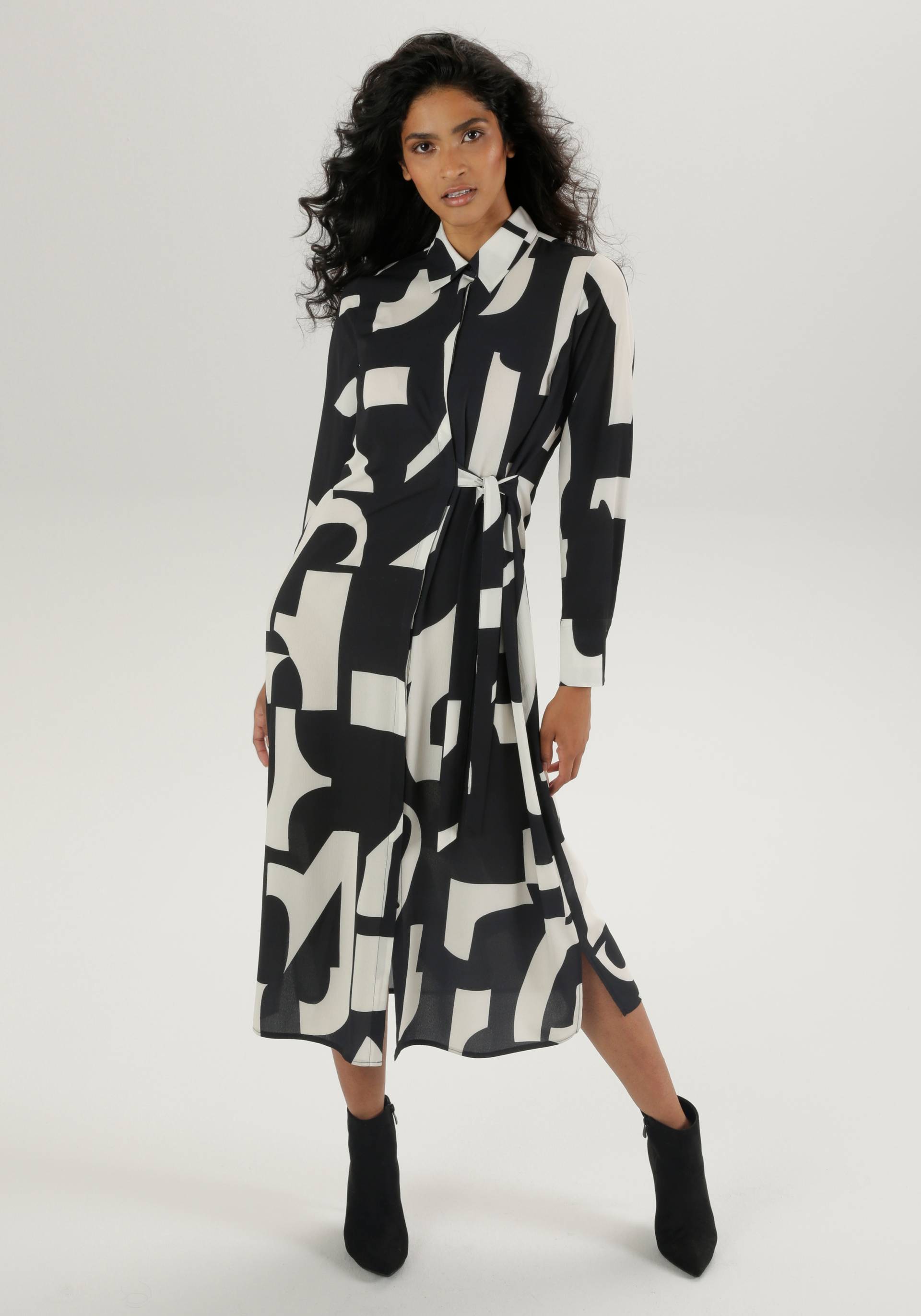 Aniston SELECTED Midikleid, Hemdblusenkleid mit seitlichem Bindedetail Aniston SELECTED Midikleid, Hemdblusenkleid mit seitlichem Bindedetail von Aniston SELECTED