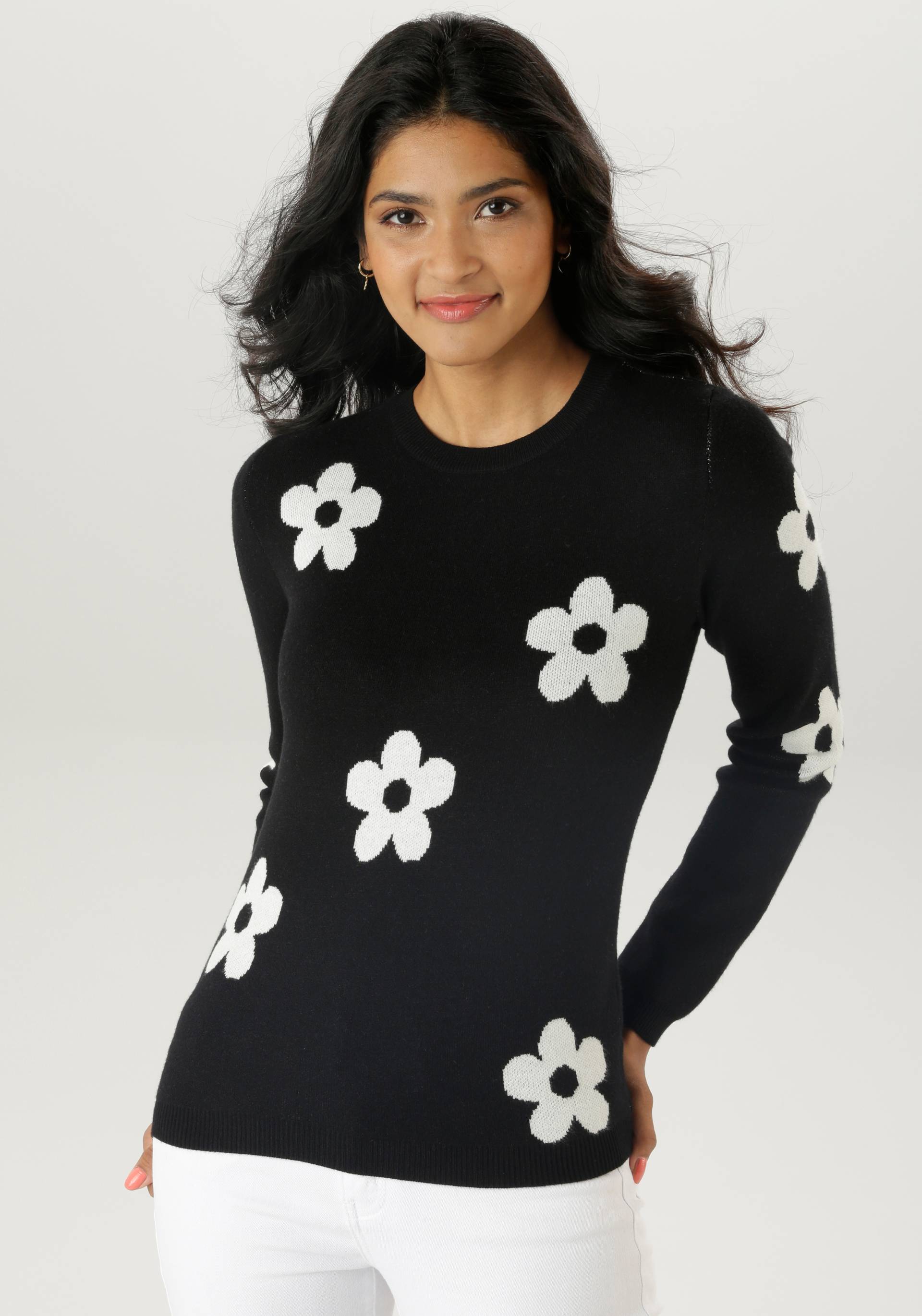 Aniston SELECTED Strickpullover, mit eingestricktem Blumenmuster allover - NEUE KOLLKTION Aniston SELECTED Strickpullover, mit eingestricktem Blumenmuster allover - NEUE KOLLKTION von Aniston SELECTED