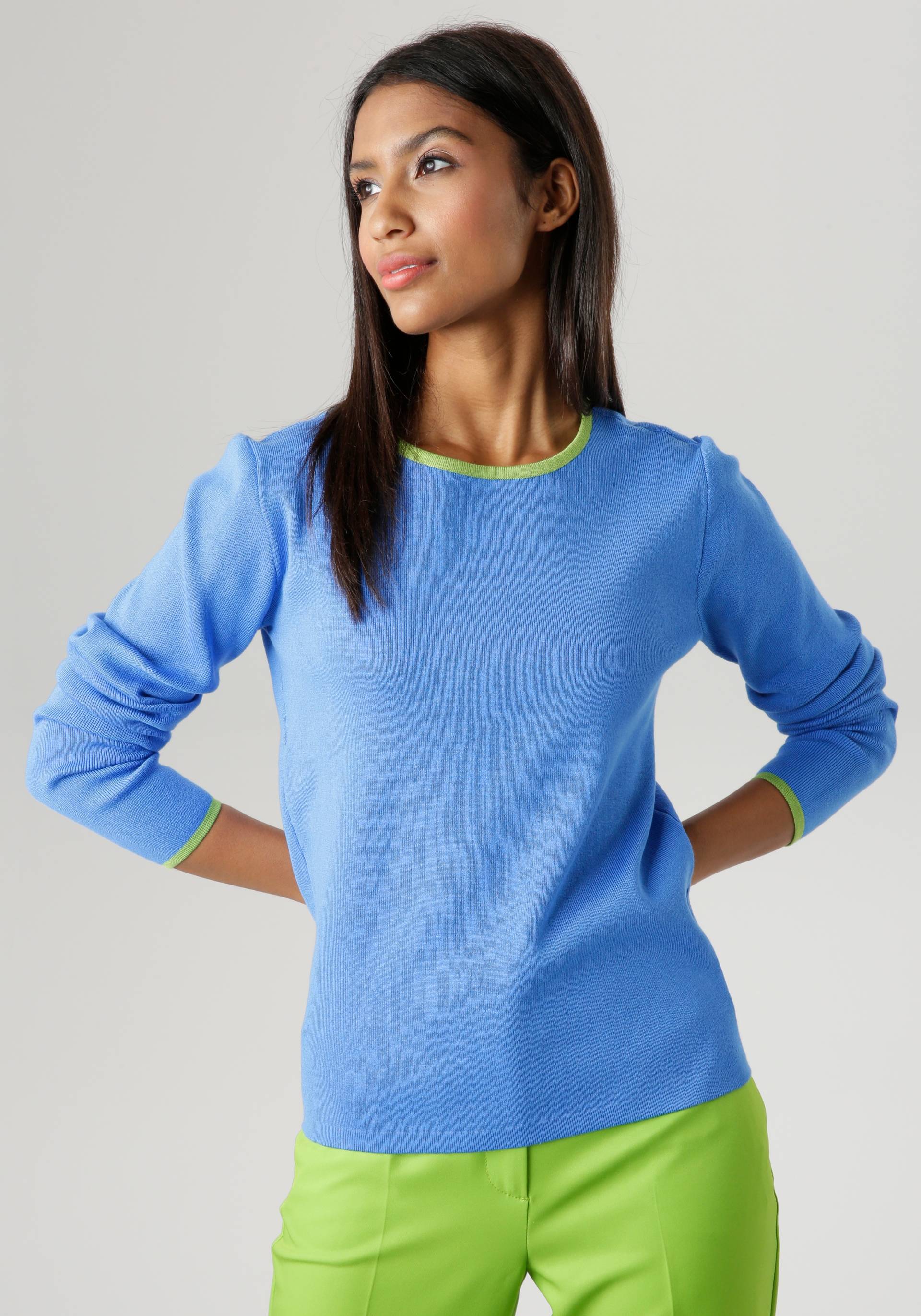 Aniston SELECTED Strickpullover, mit kontrastfarbenen Streifen Aniston SELECTED Strickpullover, mit kontrastfarbenen Streifen von Aniston SELECTED