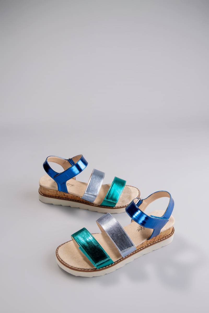 Aniston SHOES Keilsandalette, Sandale, Sommerschuh, Klettschuh, Metallic-Optik - NEUE KOLLEKTION von Aniston SHOES