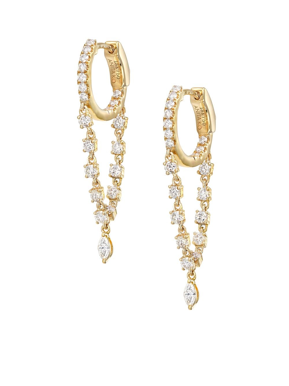 Anita Ko 18kt yellow gold Sienna diamond drop huggie hoop earrings von Anita Ko