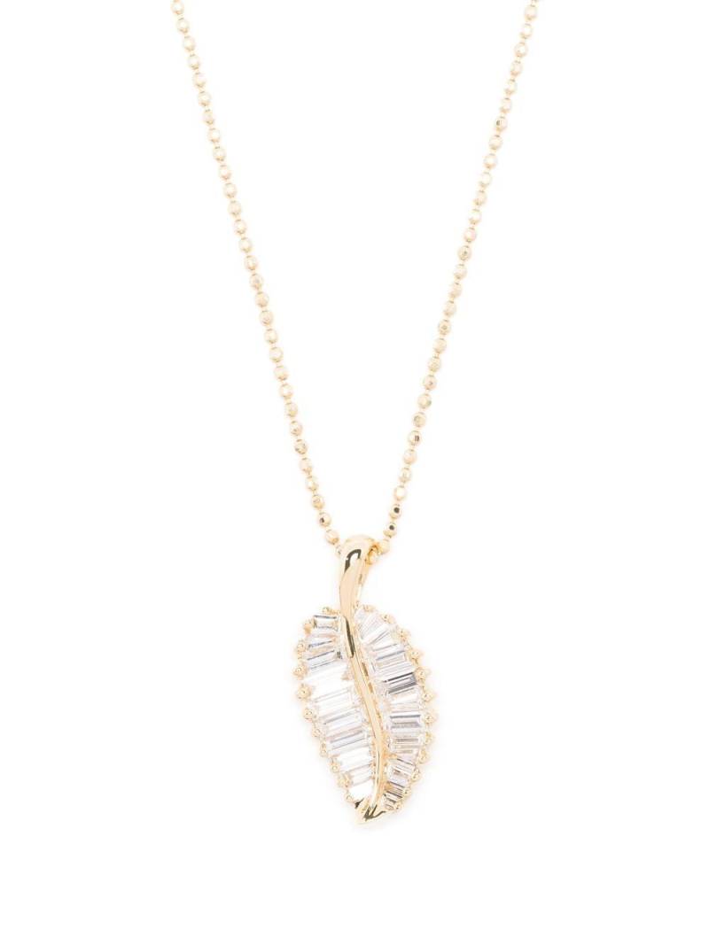 Anita Ko 18kt yellow gold baguette diamond palm leaf necklace von Anita Ko