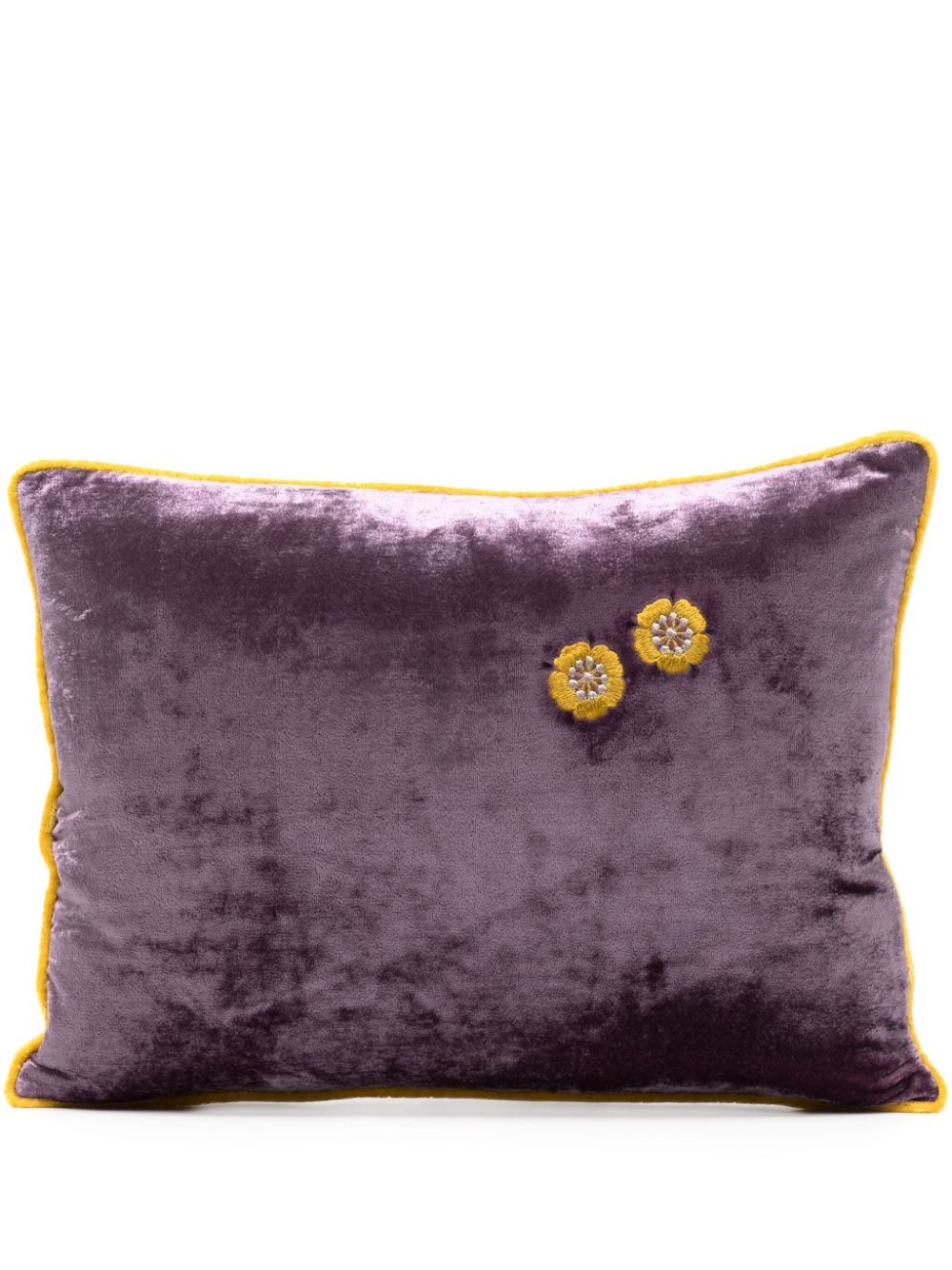 Anke Drechsel floral-embroidered velvet cushion - Purple von Anke Drechsel