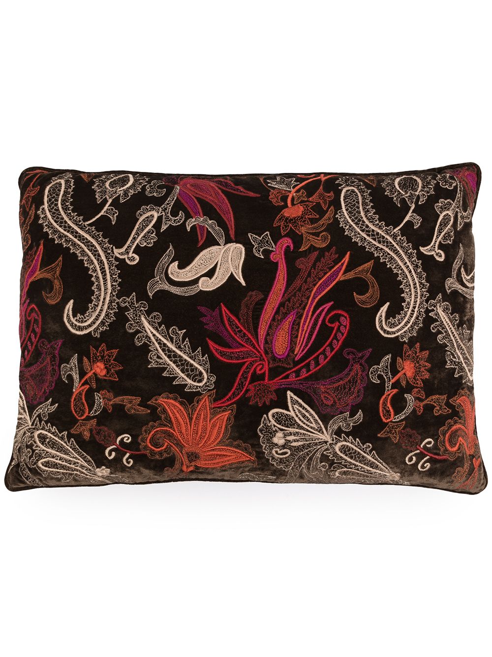 Anke Drechsel paisley-embroidered cushion - Brown von Anke Drechsel