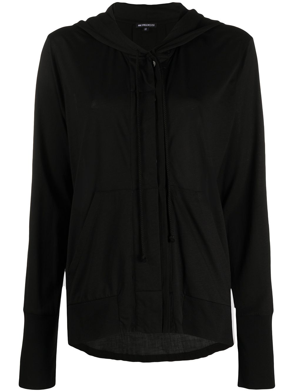 Ann Demeulemeester draped fine knit hoodie - Black von Ann Demeulemeester