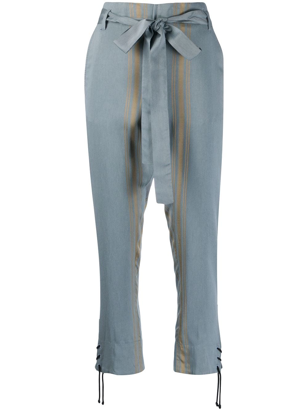 Ann Demeulemeester striped cropped trousers - Blue von Ann Demeulemeester